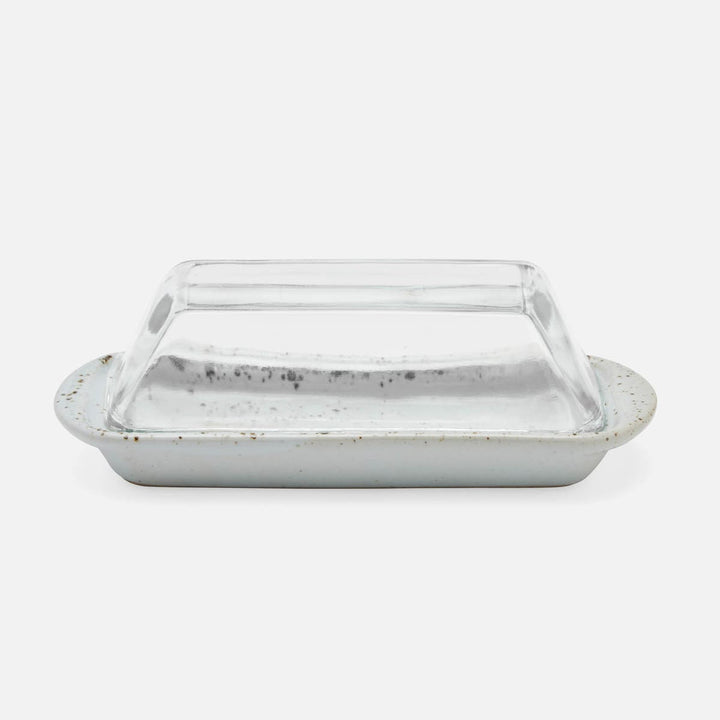 Lessie White Salt Glaze Rectangular Butter Dish