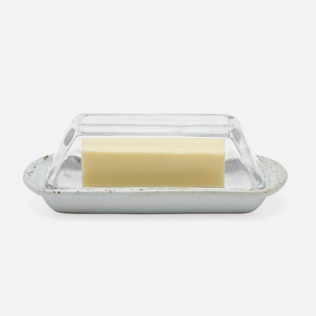 Lessie White Salt Glaze Rectangular Butter Dish