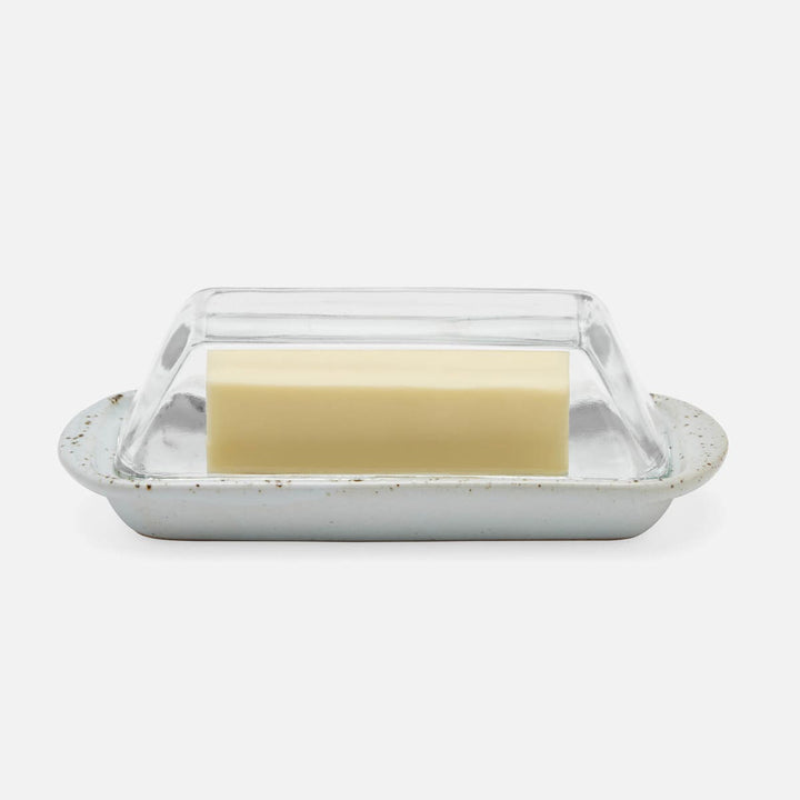 Lessie White Salt Glaze Rectangular Butter Dish