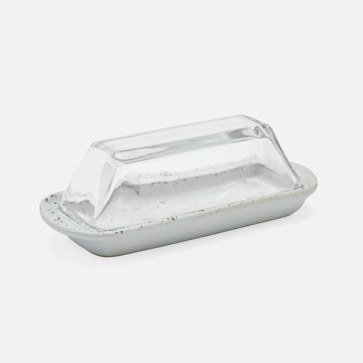 Lessie White Salt Glaze Rectangular Butter Dish
