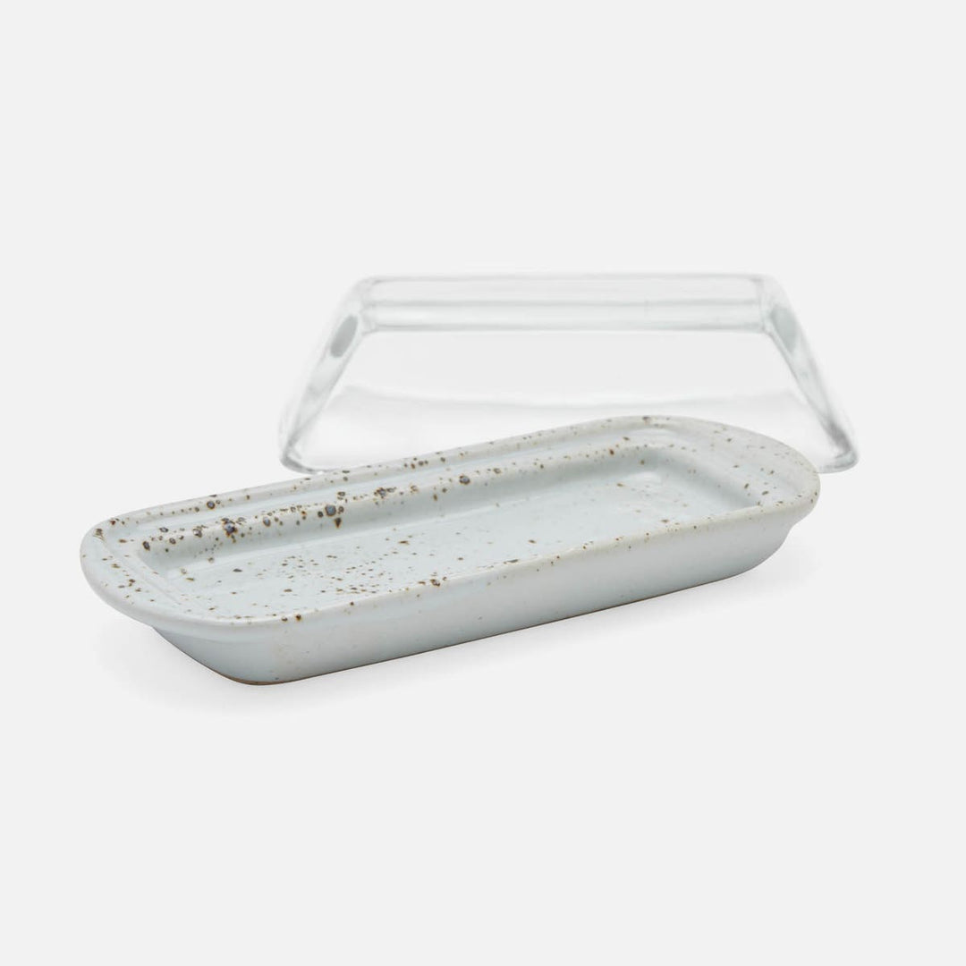 Lessie White Salt Glaze Rectangular Butter Dish