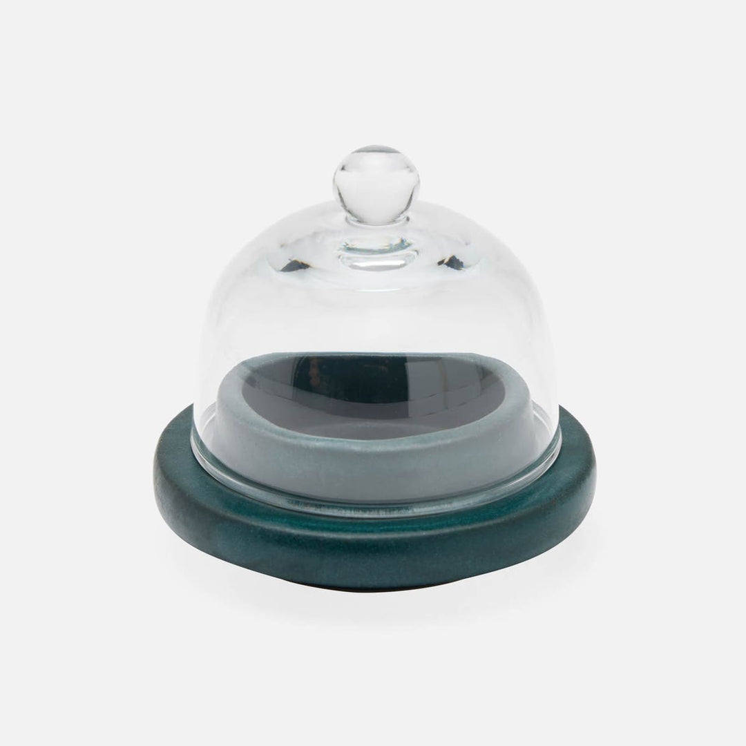 Marcus Midnight Teal Round Butter Dish Stoneware Pack/2