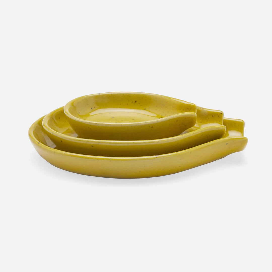 Marcus Chartreuse Salt Glaze Spoon Rest Stoneware Set/3