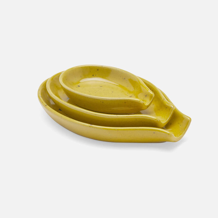 Marcus Chartreuse Salt Glaze Spoon Rest Stoneware Set/3