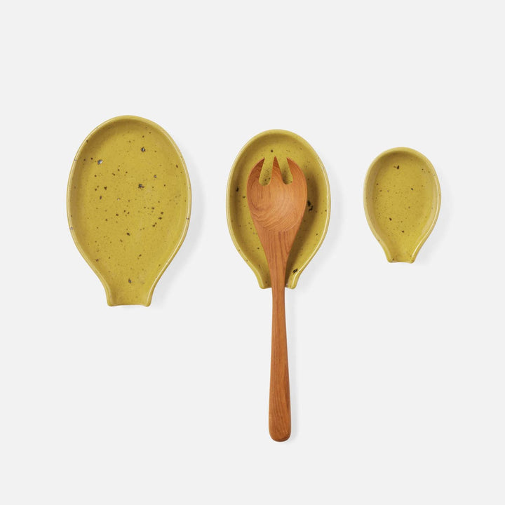 Marcus Chartreuse Salt Glaze Spoon Rest Stoneware Set/3