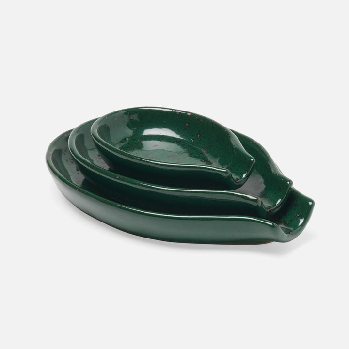 Marcus Dark Green Salt Glaze Spoon Rest Stoneware Set/3