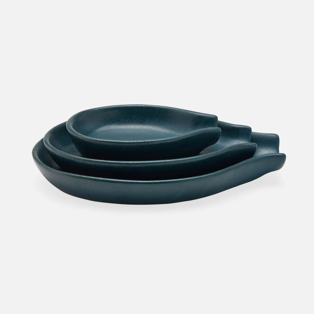 Marcus Midnight Teal Spoon Rest Stoneware Set/3