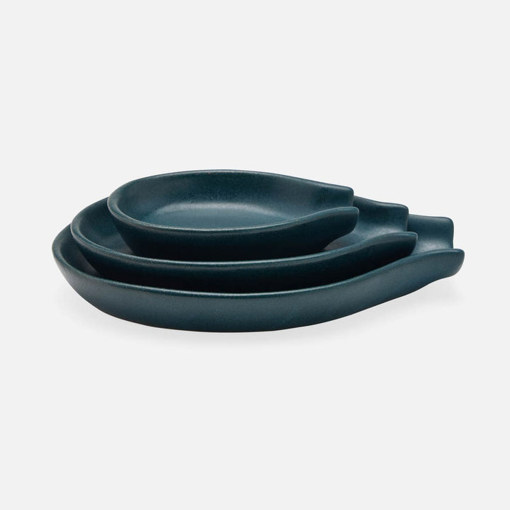 Marcus Midnight Teal Spoon Rest Stoneware Set/3