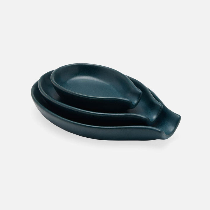Marcus Midnight Teal Spoon Rest Stoneware Set/3