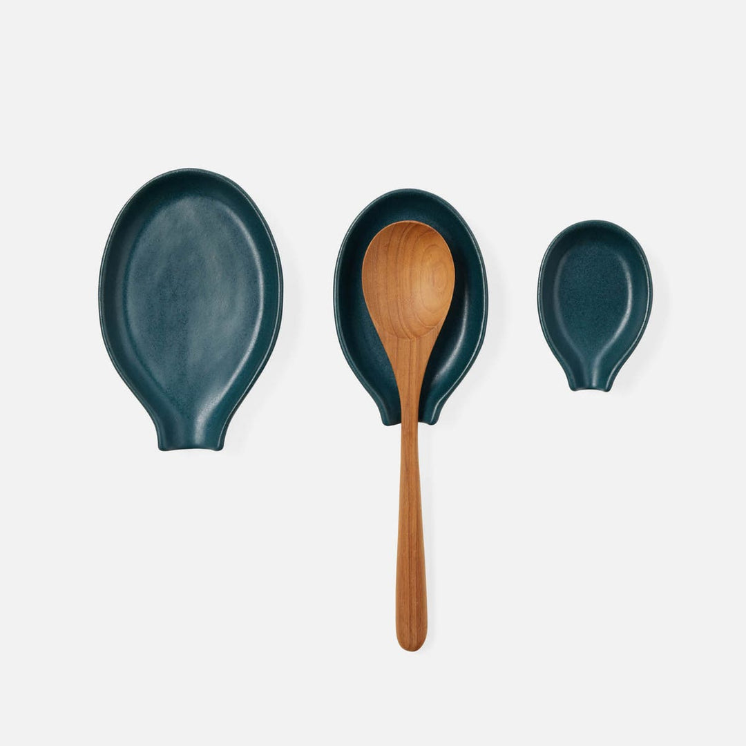 Marcus Midnight Teal Spoon Rest Stoneware Set/3