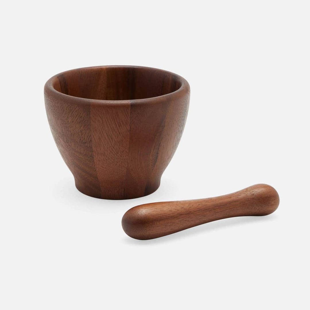 Tashi Dark Mortar And Pestle Acacia Set Of 2