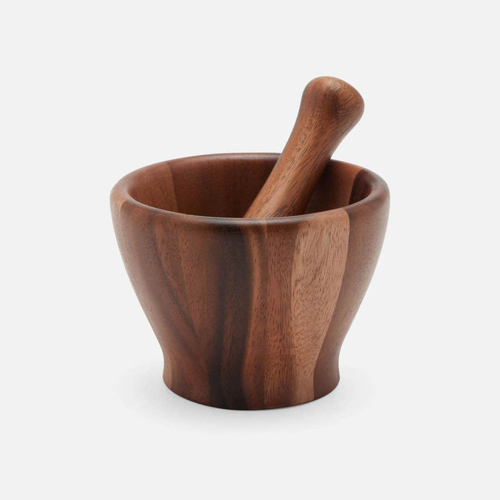 Tashi Dark Mortar And Pestle Acacia Set Of 2