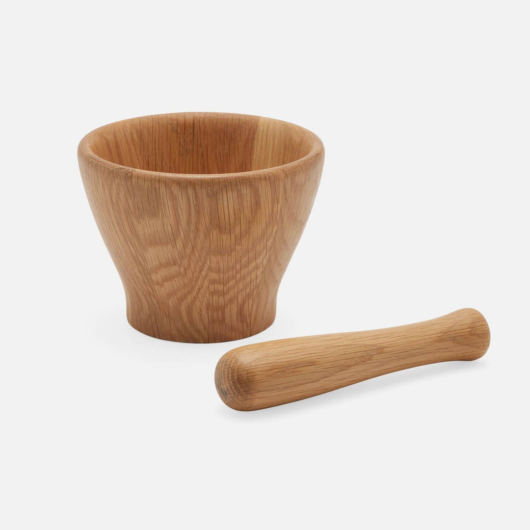 Tashi Natural Mortar And Pestle Oak Set Of 2
