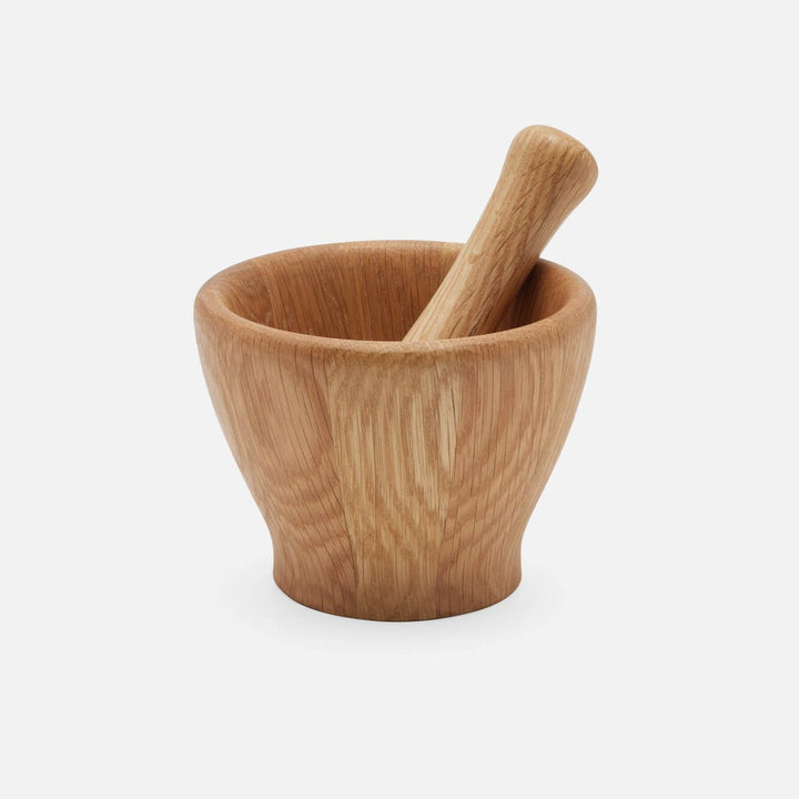 Tashi Natural Mortar And Pestle Oak Set Of 2