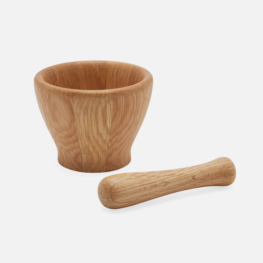 Tashi Natural Mortar And Pestle Oak Set Of 2