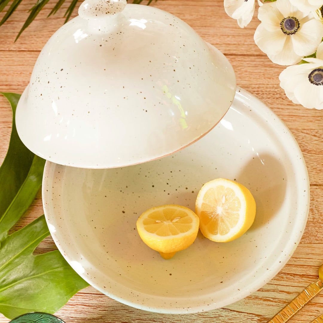 Marcus White Salt Glaze Cloche Serving Bowl Stoneware Large