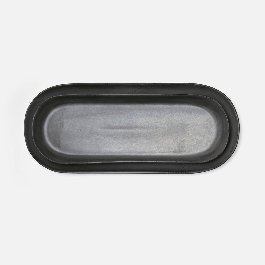 Marcus Black Glaze Oblong Serving Platters Stoneware Large Set/2
