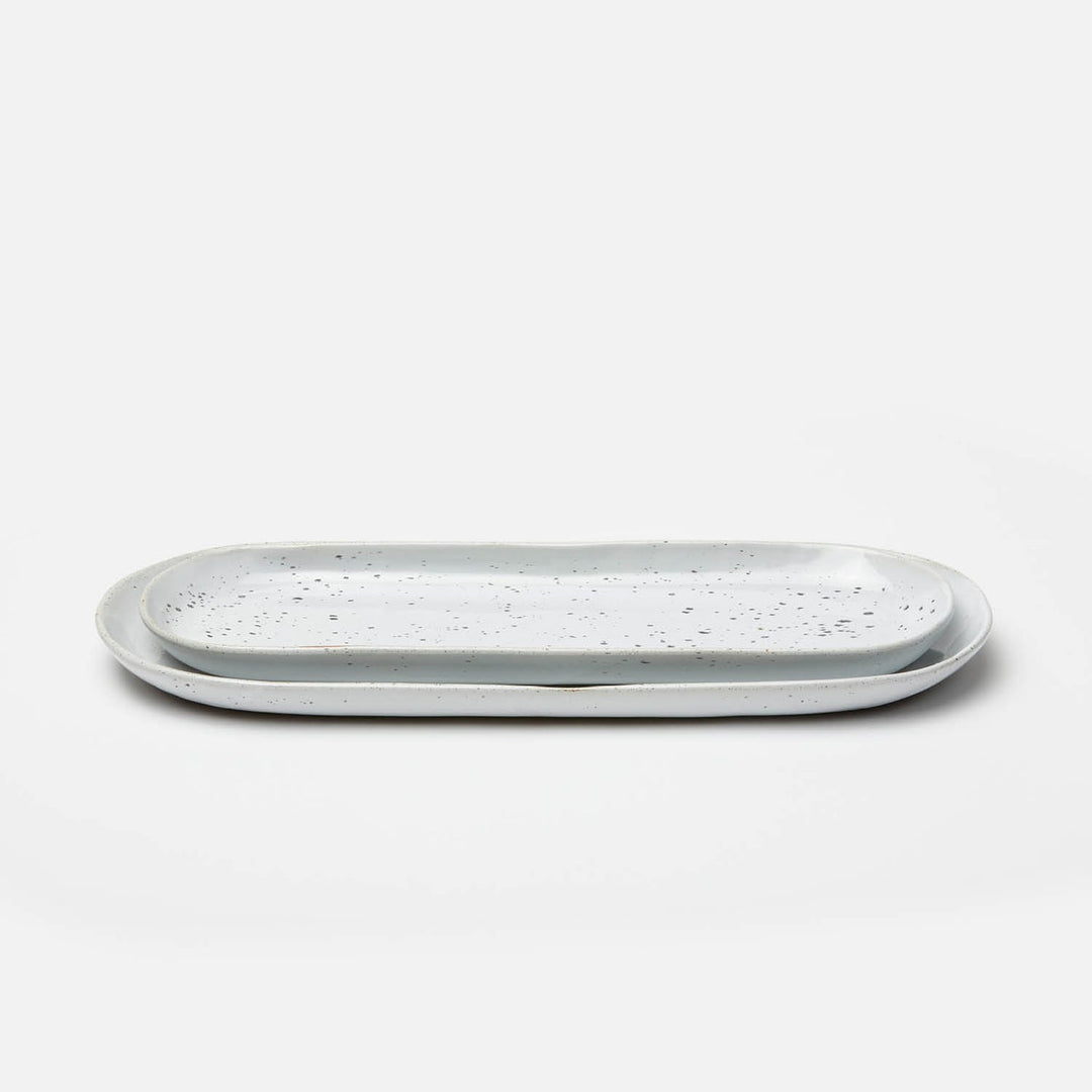 Marcus White Salt Glaze Oblong Serving Platters Stoneware Large Set/2