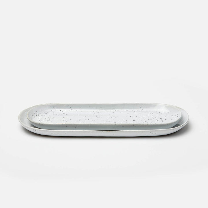 Marcus White Salt Glaze Oblong Serving Platters Stoneware Large Set/2