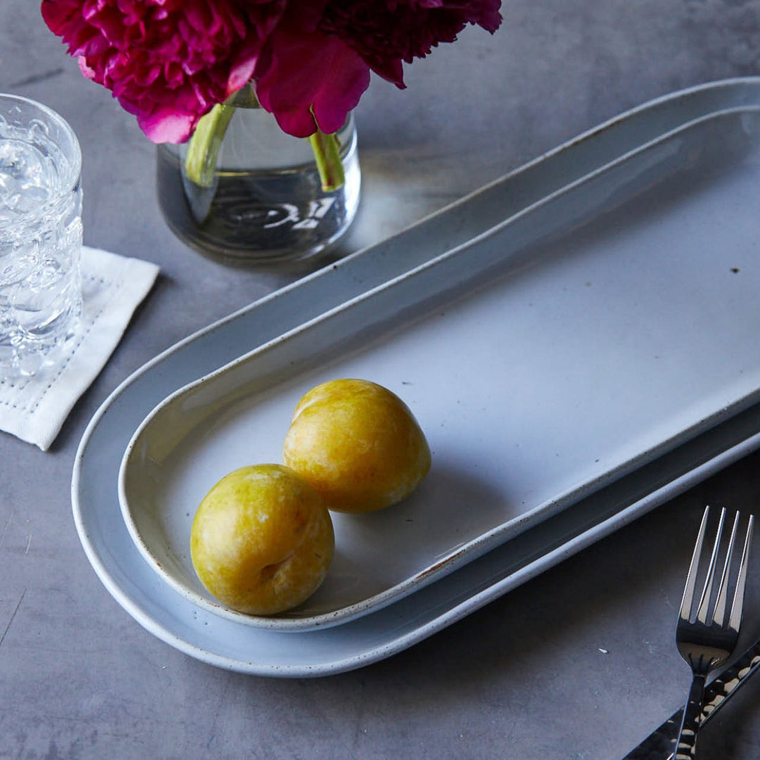 Marcus White Salt Glaze Oblong Serving Platters Stoneware Large Set/2