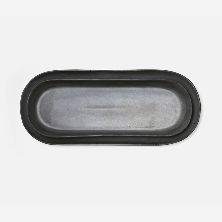 Marcus Black Glaze Oblong Serving Platter Stoneware Small Set/2