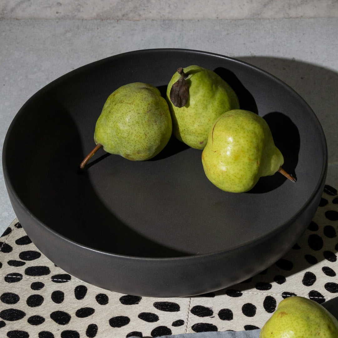 Marcus Black Glaze Round Serving Bowl Stoneware Large Pack/2