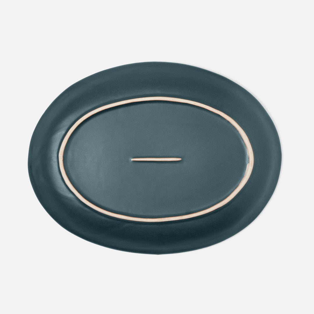 Marcus Midnight Teal Oval Serving Platter Small Pack/2