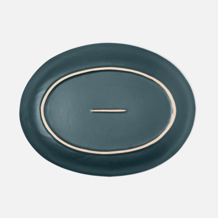 Marcus Midnight Teal Oval Serving Platter Small Pack/2