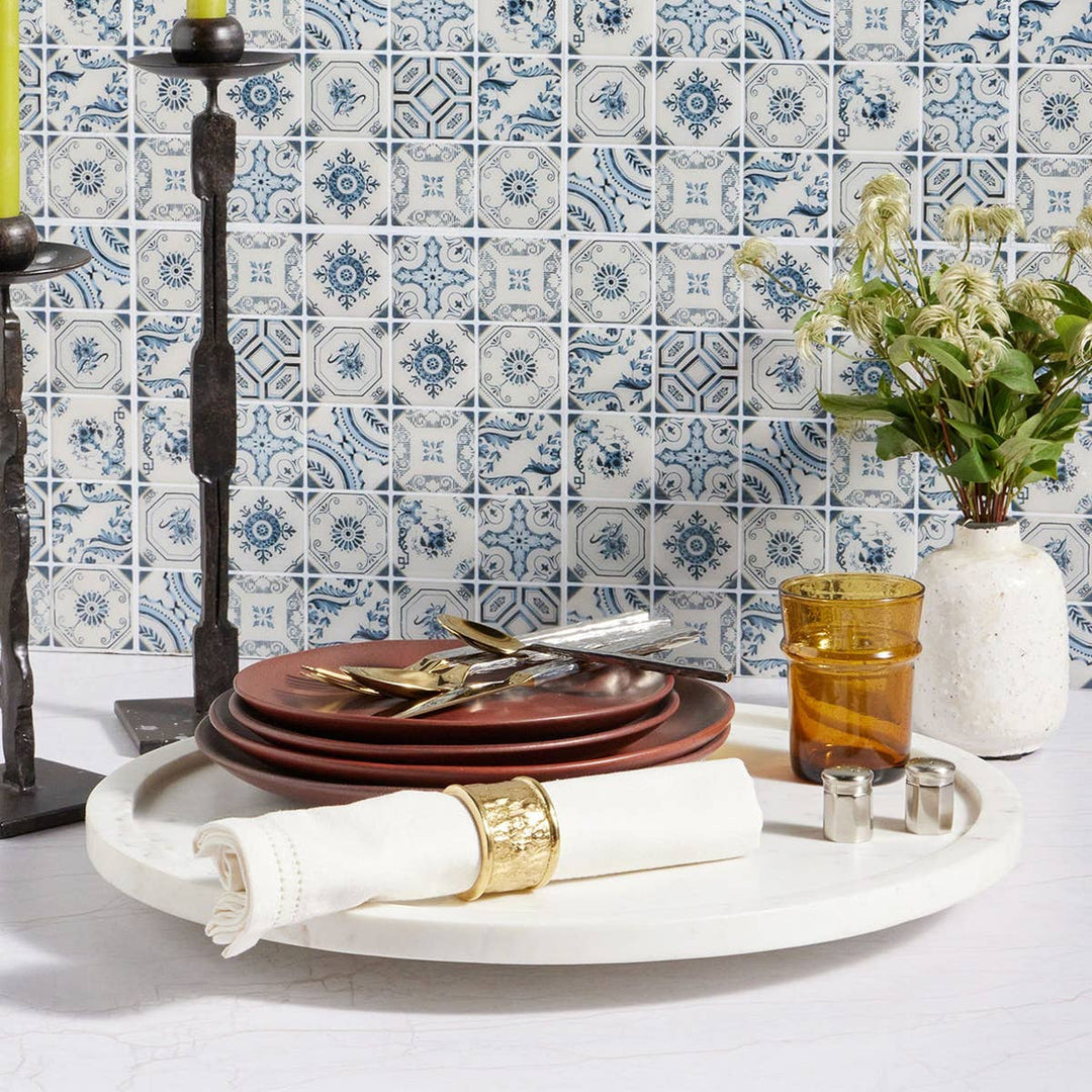Portia White Marble Lazy Susan 18"D