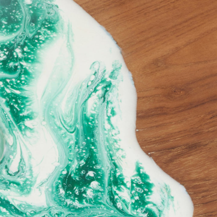 Austin Green Swirled Serving Board Resin/Natural Teak 195X12