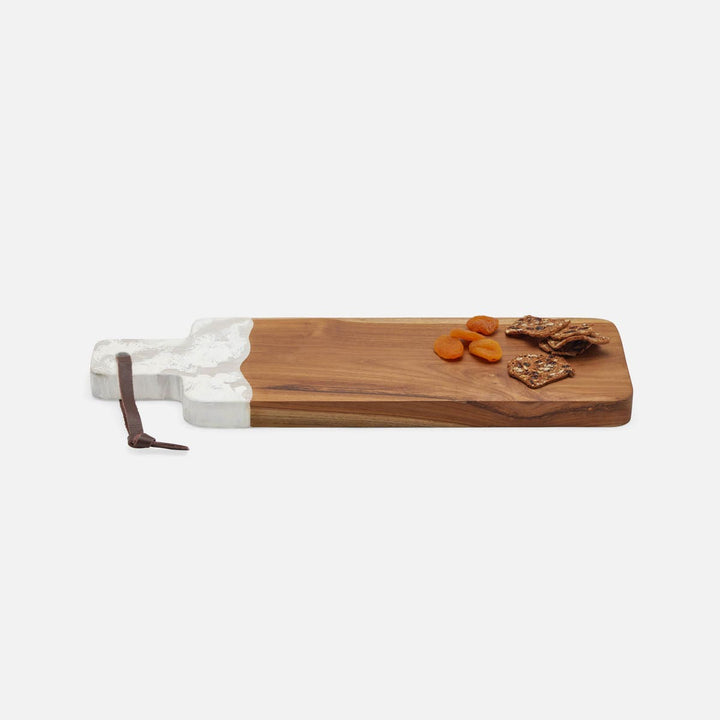 Austin White Swirled Serving Board Resin/Natural Teak 22X75