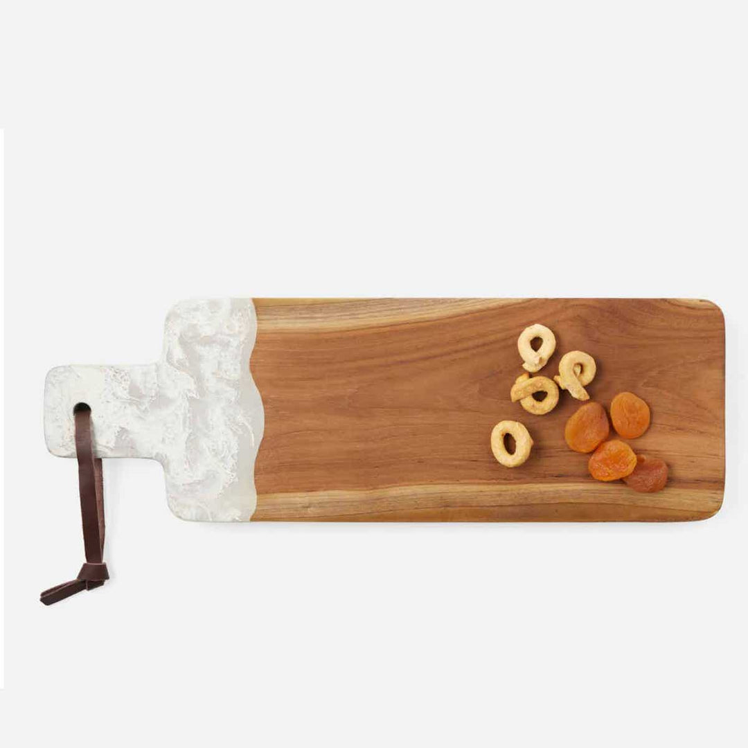 Austin White Swirled Serving Board Resin/Natural Teak 22X75