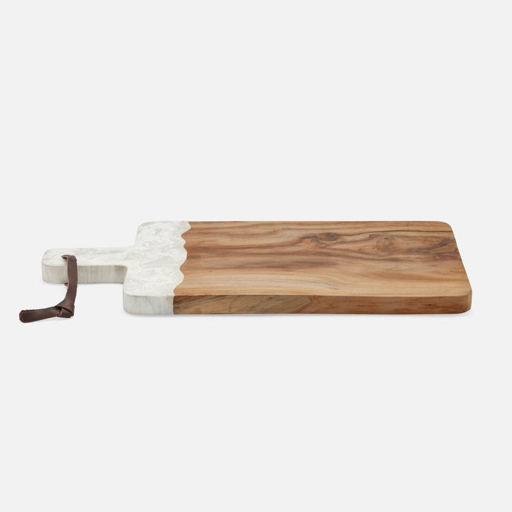 Austin White Swirled Serving Board Resin/Natural Teak 235X12
