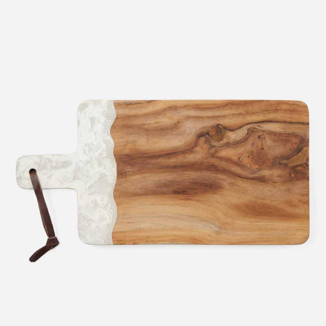 Austin White Swirled Serving Board Resin/Natural Teak 235X12