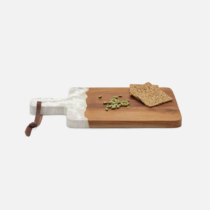 Austin White Swirled Serving Board Resin/Natural Teak 195X12