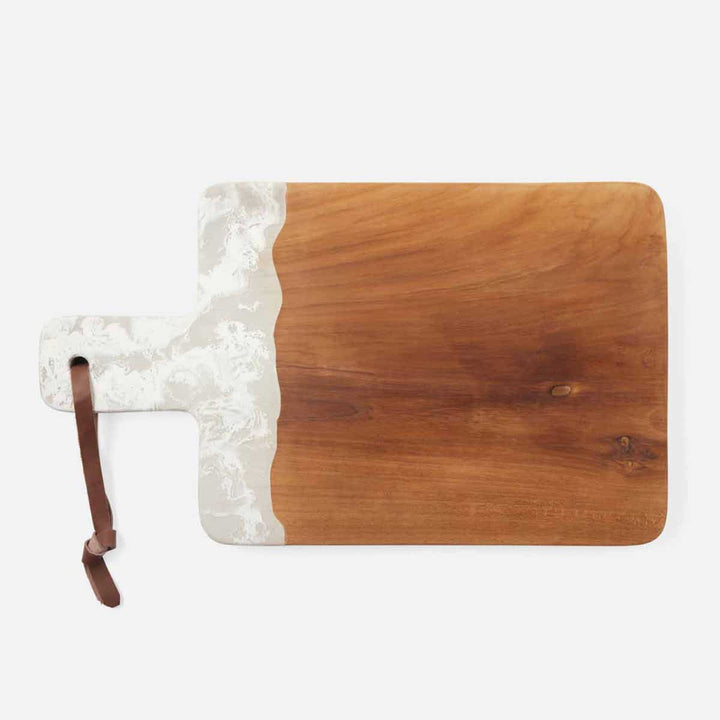 Austin White Swirled Serving Board Resin/Natural Teak 195X12