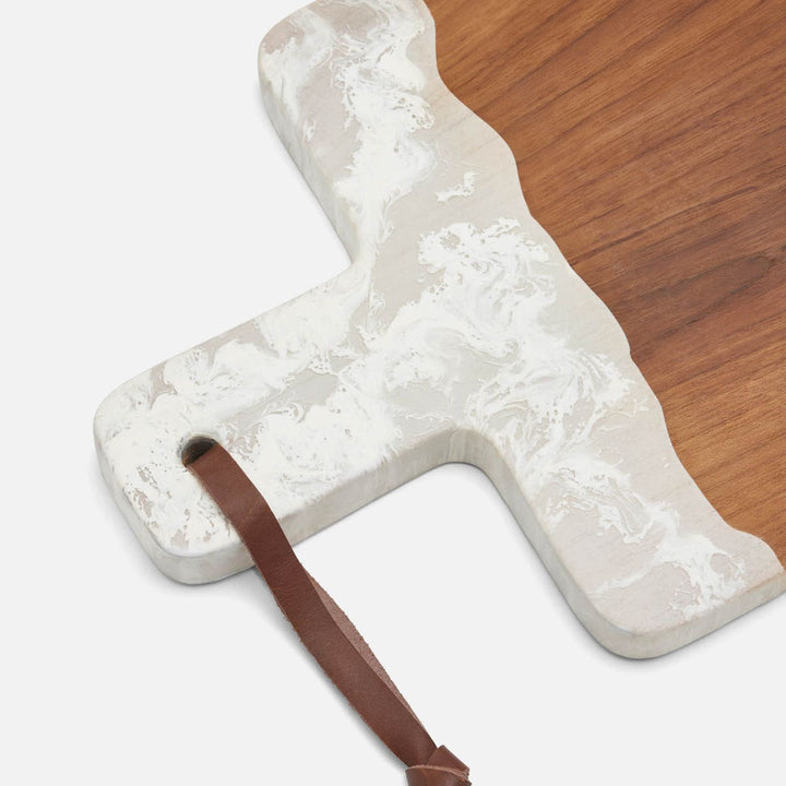 Austin White Swirled Serving Board Resin/Natural Teak 195X12