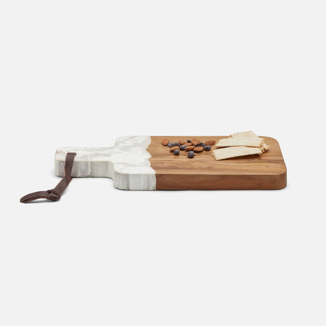 Austin White Swirled Resin/Natural Teak Serving Board 165X8