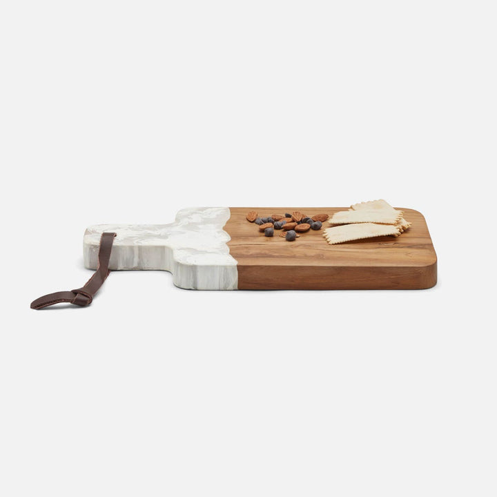 Austin White Swirled Resin/Natural Teak Serving Board 165X8