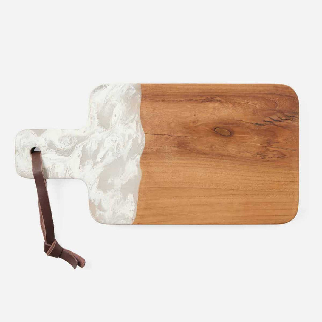 Austin White Swirled Resin/Natural Teak Serving Board 165X8