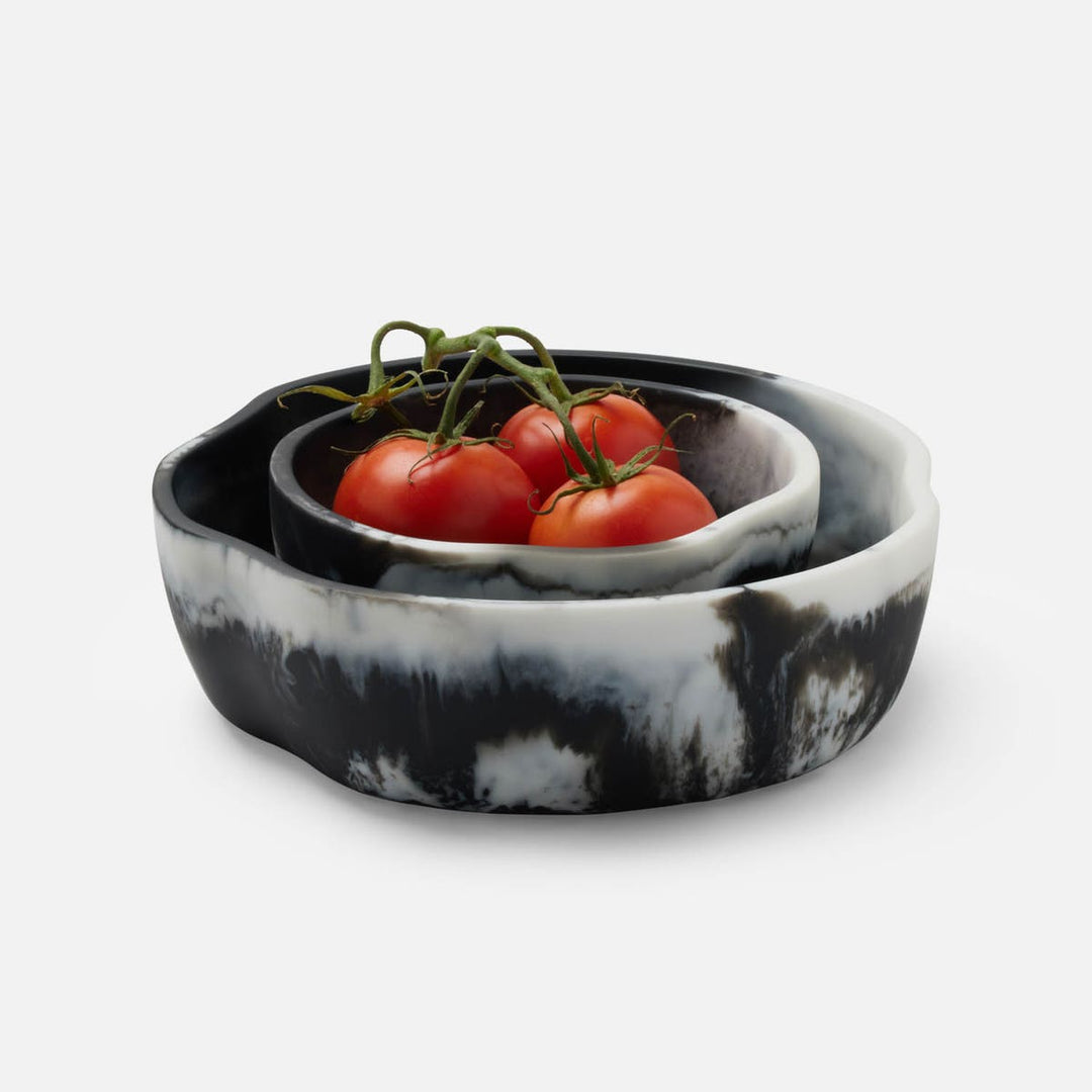 Beatrix Black Swirled Serving Bowls Resin Set/2