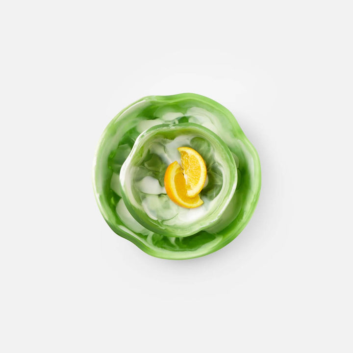 Beatrix Green Swirled Serving Bowls Resin Set/2