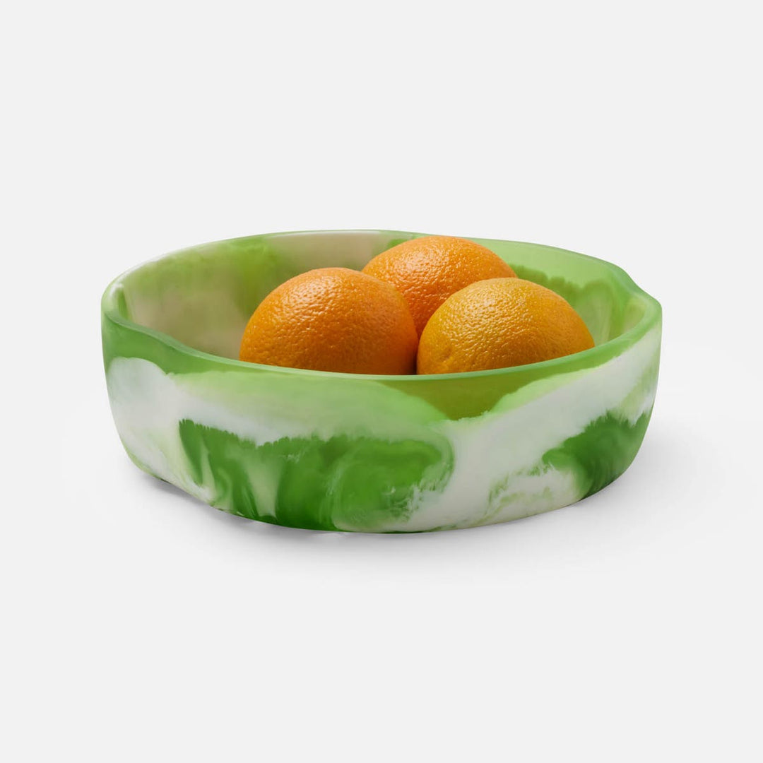 Beatrix Green Swirled Serving Bowls Resin Set/2