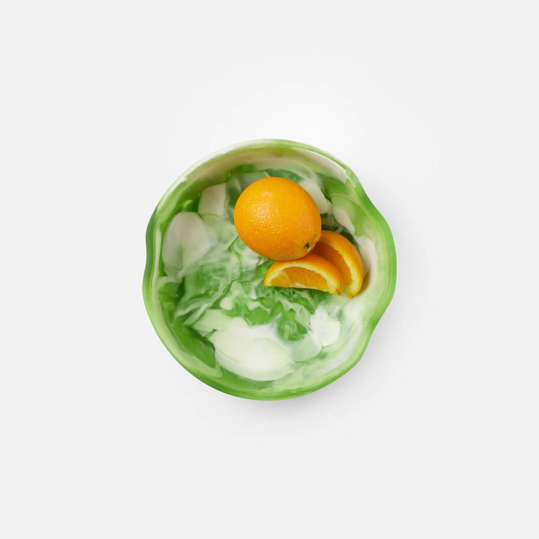 Beatrix Green Swirled Serving Bowls Resin Set/2