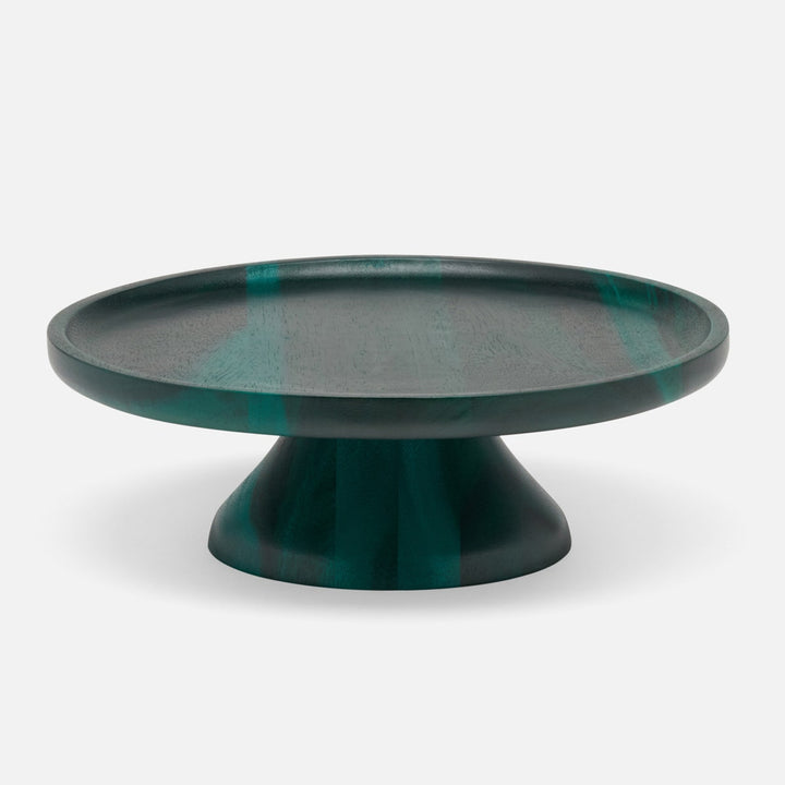 Bryson Emerald Cake Stand Acacia Wood 12"D