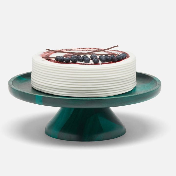 Bryson Emerald Cake Stand Acacia Wood 12"D