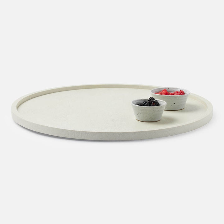 Calvin Blanc Br Lazy Susan Realistic Faux Shagreen 24"D
