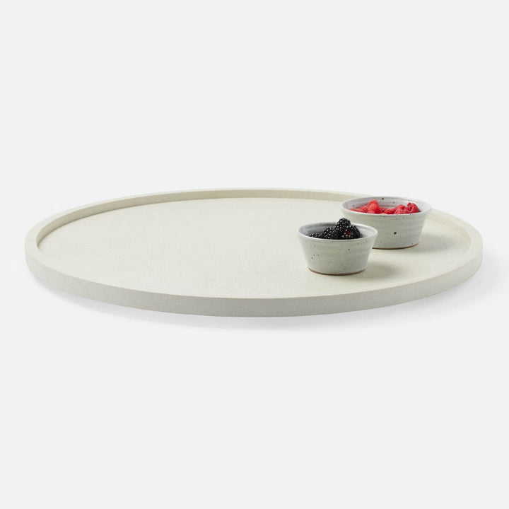 Calvin Blanc Br Lazy Susan Realistic Faux Shagreen 24"D