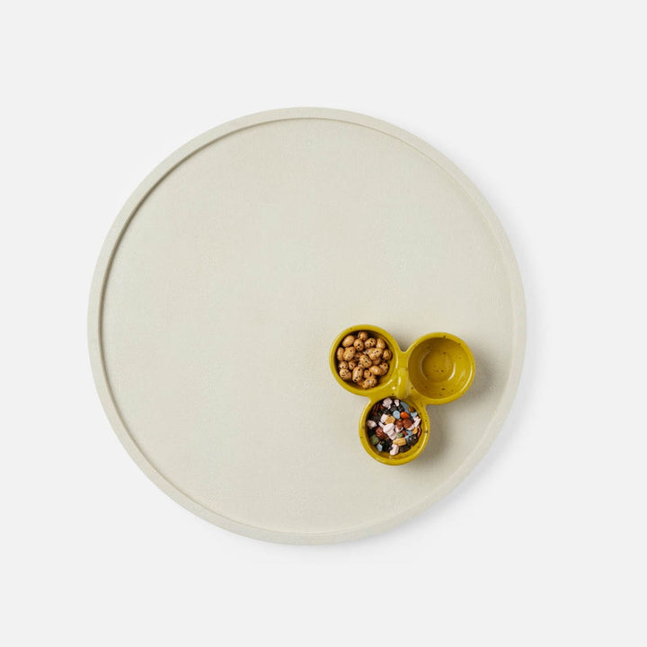 Calvin Blanc Br Lazy Susan Realistic Faux Shagreen 24"D