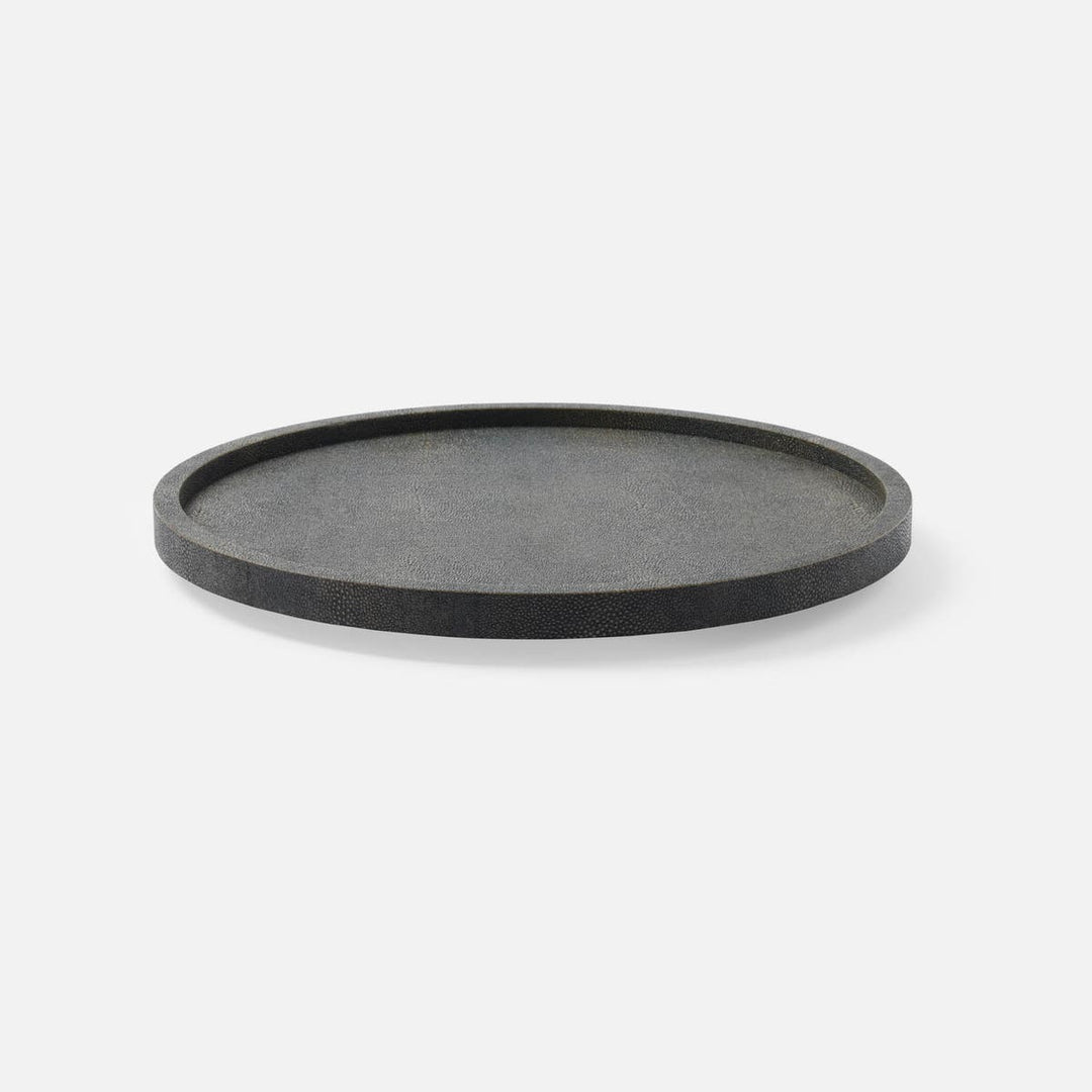 Calvin Dark Mushroom Lazy Susan Realistic Faux Shagreen 18"D